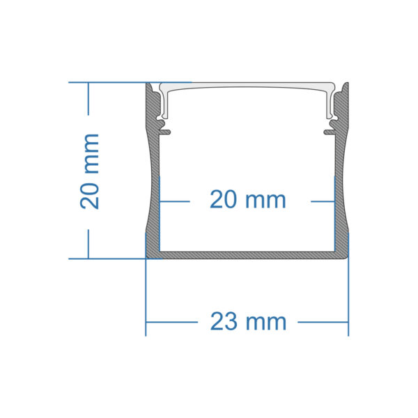 GloboStar® SURFACE-PROFILE 70868-1M Προφίλ Αλουμινίου – Βάση & Ψύκτρα Ταινίας LED με Λευκό Γαλακτερό Κάλυμμα – Επιφανειακή Χρήση – Πατητό Κάλυμμα – Λευκό – 1 Μέτρο – Μ100 x Π2.3 x Υ2cm