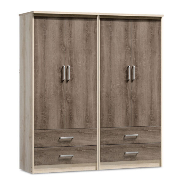 Wardrobes Olympus pakoworld with 4 doors and 4 drawers in castillo-toro color 162x57x183cm 200-000163