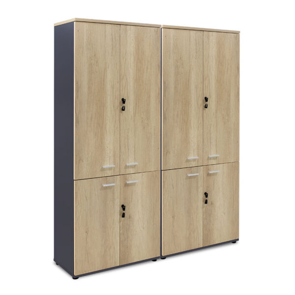 Wardrobes Lotus pakoworld with 4 doors in oak-dark grey color 160x40x200cm 200-000172