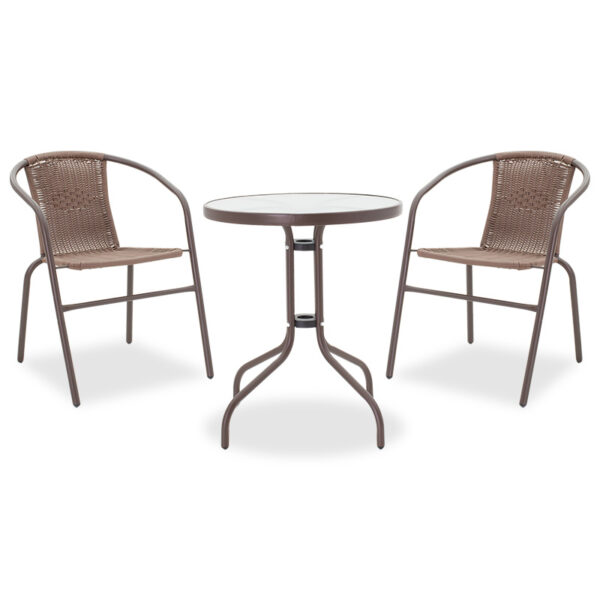 Garden dining set 3pcs Watson-Obbi pakoworld metal-pe brown 200-000300