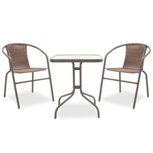 Obbi-Watson garden dining set 3pcs pakoworld metal-pe brown 200-000304