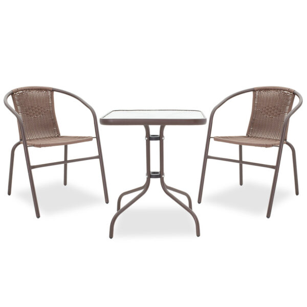 Obbi-Watson garden dining set 3pcs pakoworld metal-pe brown 200-000304