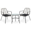 Garden lounge set 3pcs Gaus-Naoki pakoworld metal-black-pe grey 200-000364