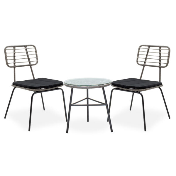 Garden lounge Gaus-Naoki set 3pcs pakoworld metal-black-pe grey 200-000365