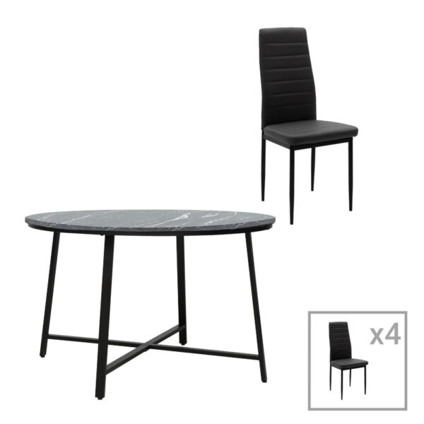 Gianno-Parker pakoworld dining set 5pcs black marble-black D120÷76cm 200-000711