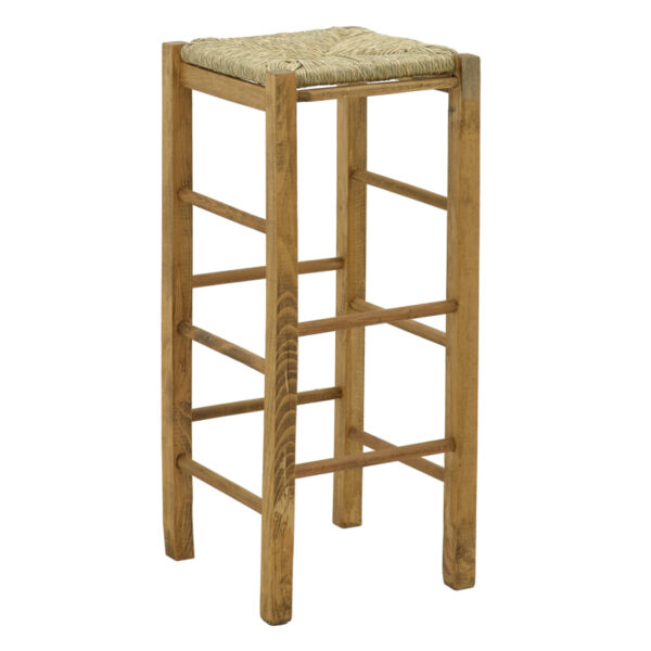 Coffee shop stool without width with mat Bodier-Charchie I pakoworld walnut wood 35x35x78cm 200-000745