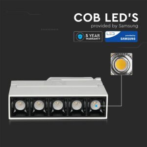 LED Φωτιστικό Ράγας 12W V-TAC PRO Samsung Chip Λευκό CRI 90 30° Φυσικό 4000K – 20004