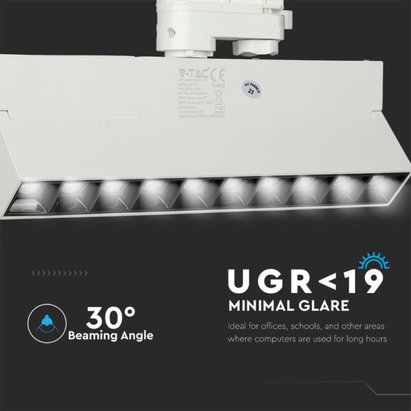 LED Φωτιστικό Ράγας 25W V-TAC PRO Samsung Chip Λευκό CRI 90 30° Φυσικό 4000K – 20010