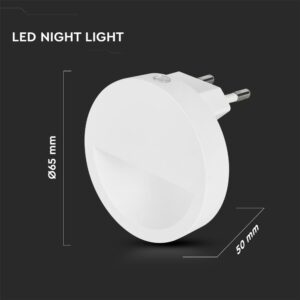 LED Φωτιστικό Νυκτός Στρογγυλό Λευκό με Αισθητήρα Νύχτας-Μέρας 0.45W V-TAC PRO Samsung Chip Θερμό 3000K – 20017