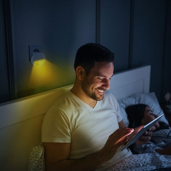 LED Φωτιστικό Νυκτός Στρογγυλό Λευκό με Αισθητήρα Νύχτας-Μέρας 0.45W V-TAC PRO Samsung Chip Θερμό 3000K – 20017