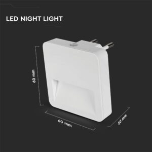 LED Φωτιστικό Νυκτός Τετράγωνο Λευκό με Αισθητήρα Νύχτας-Μέρας 0.45W V-TAC PRO Samsung Chip Θερμό 3000K – 20019