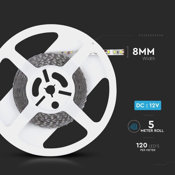 LED Ταινία 8W V-TAC Dimmable 800lm/m Φυσικό  4000K 5 Μέτρα – 212042