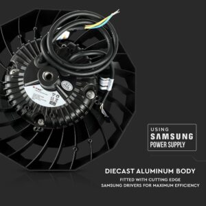 LED Καμπάνα Μαύρη 100W V-TAC PRO Samsung Chip 120° 16000lm IP65 Φυσικό 4000K – 20024