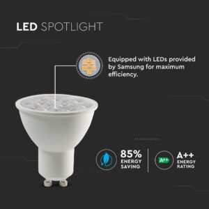 LED SPOT Λάμπα GU10 6W V-TAC PRO Samsung Chip 10° 500lm Φυσικό Λευκό 4000K – 20027