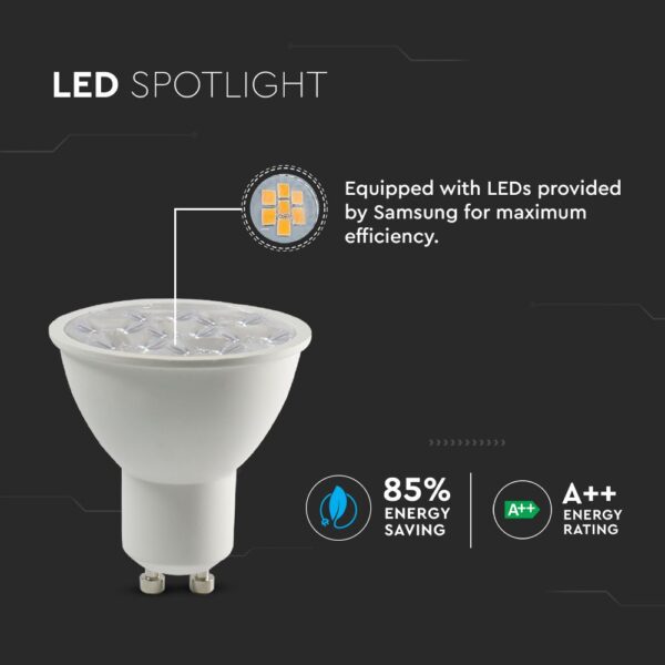 LED SPOT Λάμπα GU10 6W V-TAC PRO Samsung Chip 10° 500lm Φυσικό Λευκό 4000K – 20027