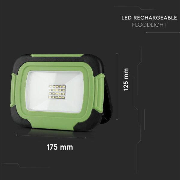 LED Προβολέας Φορητός με Micro USB & SOS Flash Επαναφορτιζόμενος 10W V-TAC PRO Samsung Chip 100° 700lm IP44 Φυσικό 4000K – 20037