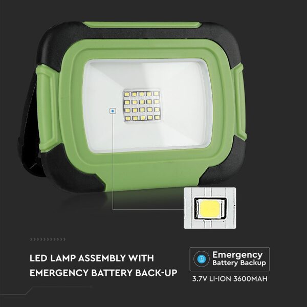 LED Προβολέας Φορητός με Micro USB & SOS Flash Επαναφορτιζόμενος 10W V-TAC PRO Samsung Chip 100° 700lm IP44 Φυσικό 4000K – 20037