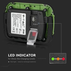 LED Προβολέας Φορητός με Micro USB & SOS Flash Επαναφορτιζόμενος 10W V-TAC PRO Samsung Chip 100° 700lm IP44 Φυσικό 4000K – 20037