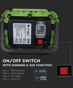 LED Προβολέας Φορητός με Micro USB & SOS Flash Επαναφορτιζόμενος 10W V-TAC PRO Samsung Chip 100° 700lm IP44 Φυσικό 4000K – 20037