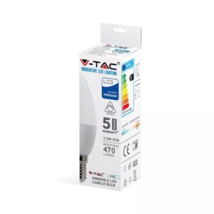 LED Λάμπα E14 5.5W Dimmable V-TAC PRO Samsung Chip 200° 470lm Θερμό 3000K – 20045