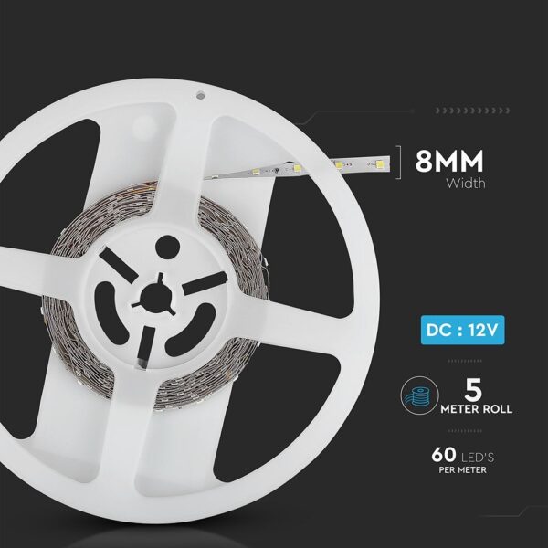LED Ταινία 3.6W V-TAC Dimmable 400lm/m Κόκκινη 5 Μέτρα – 212015
