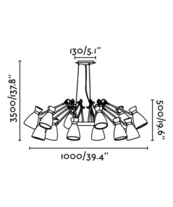 Faro Barcelona RETRO Κρεμαστό 12φωτο Φωτιστικό Μαύρου-Χρυσού Χρώματος – 20051