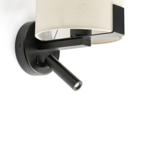 Faro Barcelona NILA BLACK WALL L. WHITE SHADE 1xE27 READR 3W3000K – 20053FR