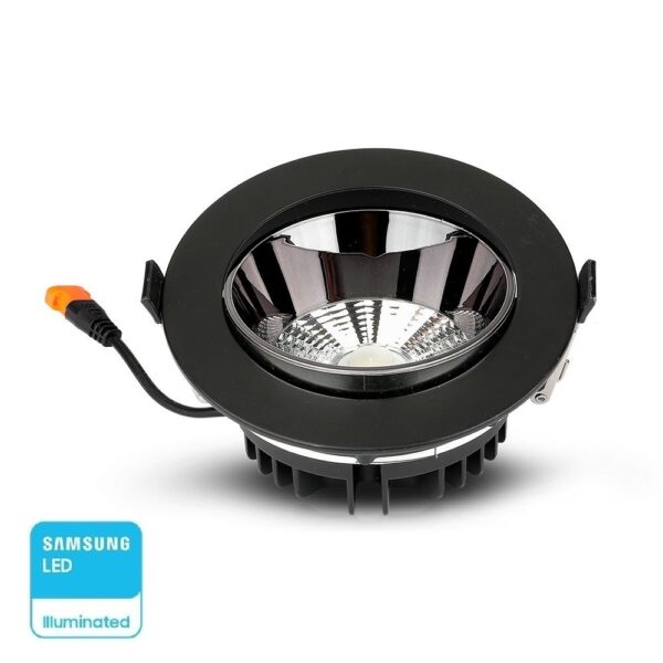 LED Φωτιστικό Χωνευτό COB 30W Μαύρο V-TAC PRO Samsung Chip 120° 2900lm Φυσικό 4000K - 2120058