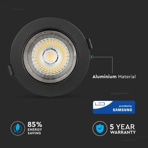 LED Φωτιστικό Χωνευτό COB 30W Μαύρο V-TAC PRO Samsung Chip 120° 2400lm Ψυχρό 6400K – 20059