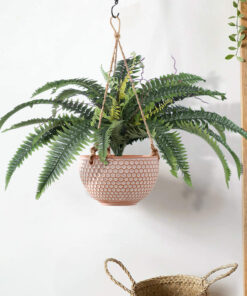 GloboStar® Artificial Garden CHIOS 20462 Κρεμαστό Πήλινο Κεραμικό Κασπώ Γλάστρα – Flower Pot Κεραμιδί με Λευκό Φ19.5cm x Υ11.5cm