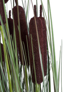 GloboStar® Artificial Garden TYPHA ANGUSTIFOLIA GRASS 20069 Τεχνητό Διακοσμητικό Φυτό Γρασίδι της Τύφας Υ90cm