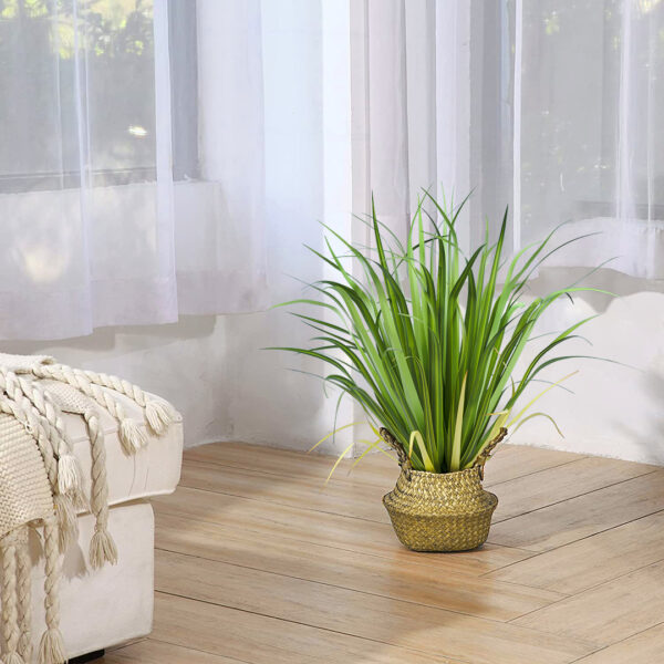 GloboStar® Artificial Garden IBIZA 20195 Διακοσμητικό Ψάθινο Καλάθι – Κασπώ Γλάστρα – Flower Pot  Μπεζ Π23cm x Υ30cm