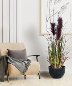 GloboStar® Artificial Garden VEGAS 20702 Διακοσμητικό Πολυεστερικό Τσιμεντένιο Κασπώ Γλάστρα – Flower Pot Μαύρο Φ45 x Υ28cm