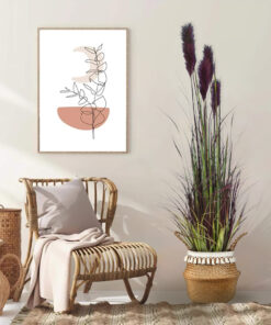 GloboStar® Artificial Garden MILOS 20308 Διακοσμητικό Ψάθινο Καλάθι – Κασπώ Γλάστρα – Flower Pot Μπεζ με Μακραμέ Φ32cm x Υ28cm