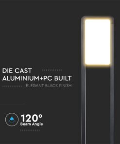 LED Φωτιστικό Κολωνάκι Δαπέδου Μαύρο Αδιάβροχο 10W V-TAC PRO Samsung Chip IP65 650lm Θερμό 3000K – 20113