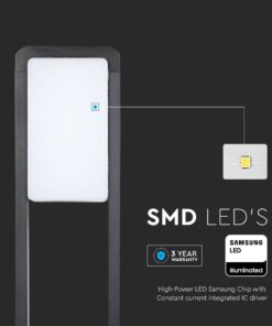 LED Φωτιστικό Κολωνάκι Δαπέδου Μαύρο Αδιάβροχο 10W V-TAC PRO Samsung Chip IP65 650lm Θερμό 3000K – 20113