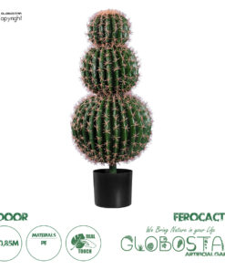 GloboStar® Artificial Garden FEROCACTUS 20137 Τεχνητό Διακοσμητικό Φυτό Φερόκακτος Υ85cm