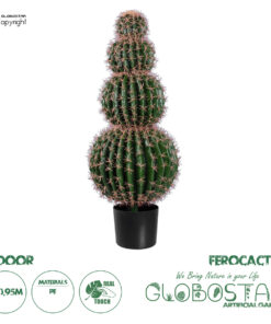 GloboStar® Artificial Garden FEROCACTUS 20138 Τεχνητό Διακοσμητικό Φυτό Φερόκακτος Υ95cm
