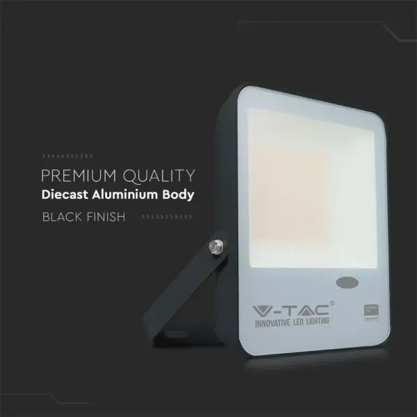 LED Προβολέας με Αισθητήρα Νύχτας-Μέρας 30W Μαύρος V-TAC Pro Samsung Chip IP65 100° 3000lm Ψυχρό 6500K – 20171