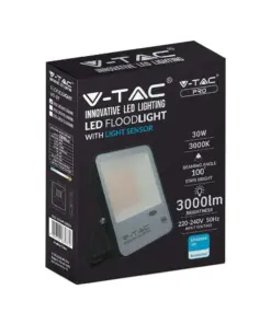 LED Προβολέας με Αισθητήρα Νύχτας-Μέρας 30W Μαύρος V-TAC Pro Samsung Chip IP65 100° 3000lm Ψυχρό 6500K – 20171