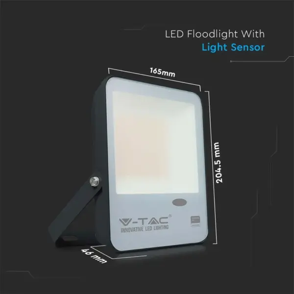 LED Προβολέας με Αισθητήρα Νύχτας-Μέρας 30W Μαύρος V-TAC Pro Samsung Chip IP65 100° 3000lm Ψυχρό 6500K – 20171