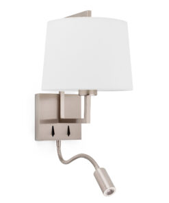 Faro Barcelona FRAME Επιτοίχιο Φωτιστικό, Νικελ-Λευκού Χρώματος, με LED Αναγνώστη – 20172-01