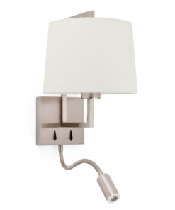 Faro Barcelona FRAME Επιτοίχιο Φωτιστικό, Νίκελ-Μπεζ Χρώματος, με LED Αναγνώστη – 20172-02