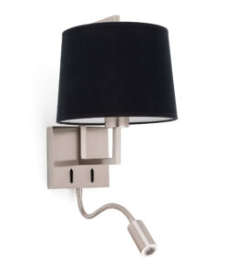 Faro Barcelona FRAME Επιτοίχιο Φωτιστικό, Νικελ-Μαύρου Χρώματος, με LED Αναγνώστη- 20172-03