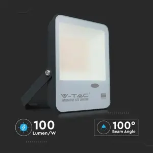 LED Προβολέας με Αισθητήρα Νύχτας-Μέρας 50W Μαύρος V-TAC Pro Samsung Chip IP65 100° 5000lm Ψυχρό 6500K – 20174