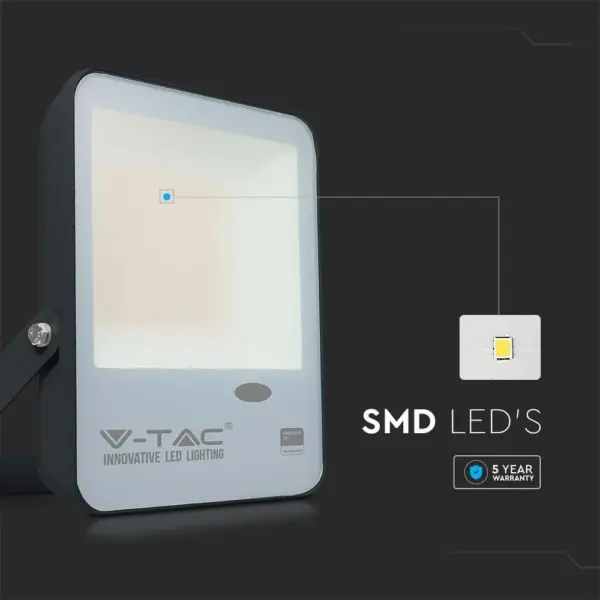 LED Προβολέας με Αισθητήρα Νύχτας-Μέρας 50W Μαύρος V-TAC Pro Samsung Chip IP65 100° 5000lm Ψυχρό 6500K – 20174