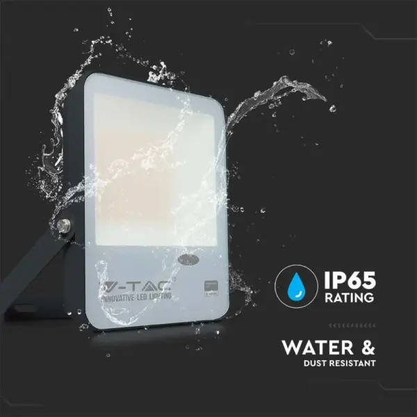 LED Προβολέας με Αισθητήρα Νύχτας-Μέρας 50W Μαύρος V-TAC Pro Samsung Chip IP65 100° 5000lm Ψυχρό 6500K – 20174