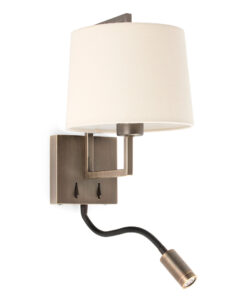 Faro Barcelona FRAME Επιτοίχιο Φωτιστικό, Παλαιωμένου Χρυσού, με LED Αναγνώστη – 20173-02