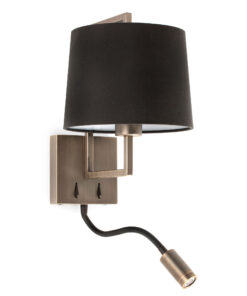 Faro Barcelona FRAME Επιτοίχιο Φωτιστικό, Χρώματος Παλαιωμένου Χρυσού-Μαύρου, με LED Αναγνώστη- 20173-03