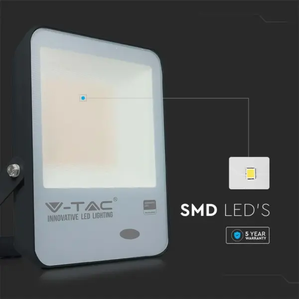 LED Προβολέας με Αισθητήρα Νύχτας-Μέρας 100W Μαύρος V-TAC Pro Samsung Chip IP65 100° 10000lm Ψυχρό 6500K – 20177